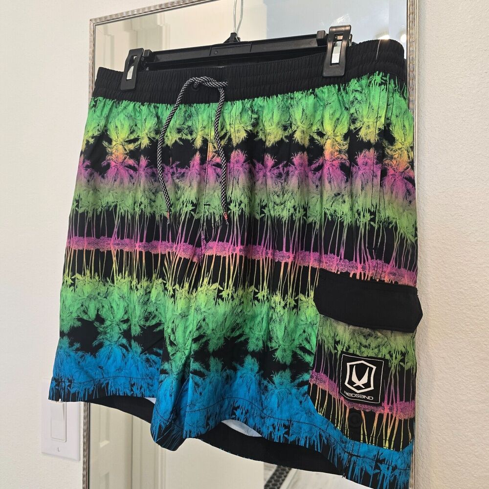 NWT REDSAND Neon Palm Swim Trunks Mens L